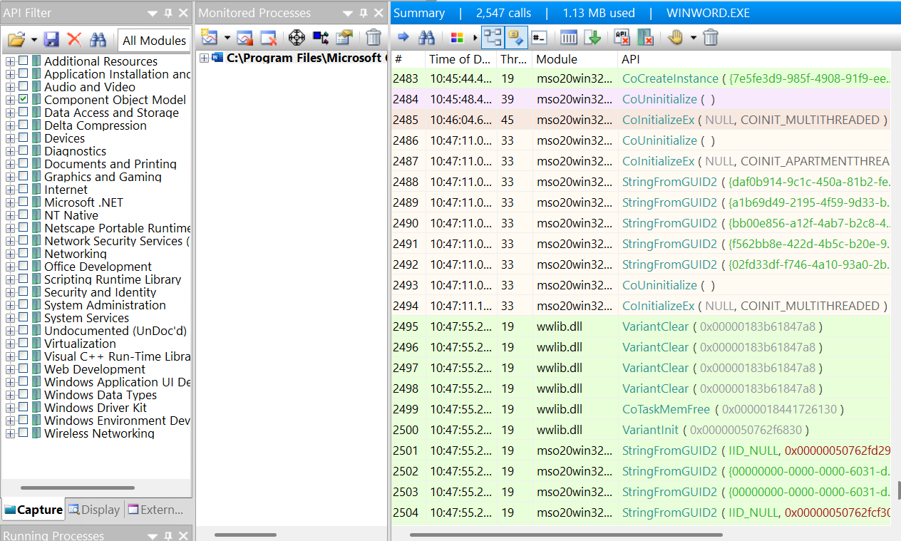 Microsoft Word and API Monitor v2