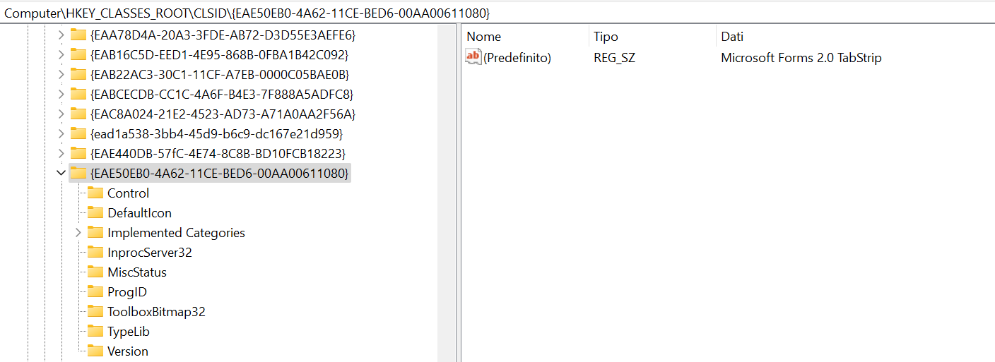 COM Microsoft Forms 2.0 TabStrip