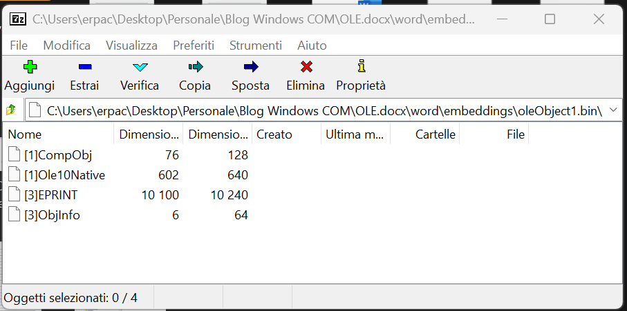 OLE CFB content extracted by 7zip